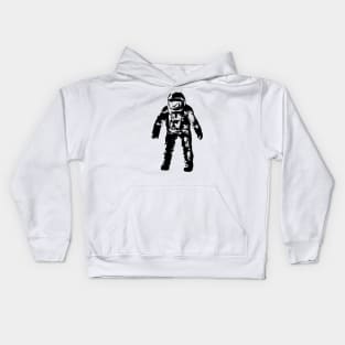 Black Vector Illustration of Astronaut Spaceman Kids Hoodie